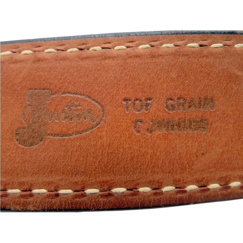 Vintage Justin Mens Leather Belt Size 40 Brown Suede Hair-on-Hide Western